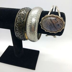 Shades Of GREY- 3pc Silver and Black Bracelet Set